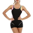 thumbnail image 3 of Women's Sexy One Piece Bathing Suit Color Matching Triangle Swimsuit Micro Bikini Set for Beach Pool Vacation Summer Holiday,Black,L, 3 of 5