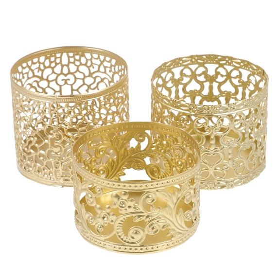 3 Pcs Candlestick Holders Gold Lanterns Creative Decoration Decorative