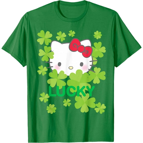 Hello Kitty Lucky Clover St. Patrick's Day DTG Print Unisex T-Shirt