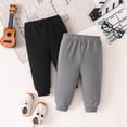 thumbnail image 2 of 2-Pack Baby Boys Jogger Pants Soft Stretch Cotton Solid Color Elastic Waist Casual Bottoms Black，Gray，Green,Navy,Cream.Size 6M-4Y, 2 of 6