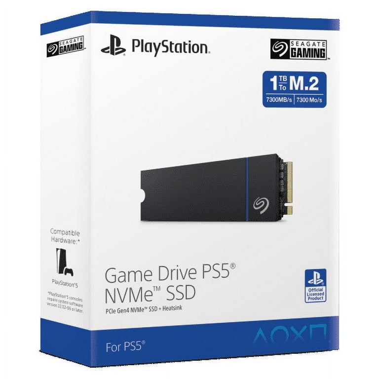 Seagate Game Drive M.2 SSD pour PS5 Disque dur interne SSD 2 To – PCIe Gen4  NVMe 1.4, jusqu'à 7300 Mo/s avec dissipateur thermique (ZP2000GP3A4001)