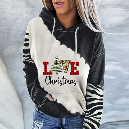

jsaierl Sweatshirt for Women Cartoon Printed Christmas Matching Pullover Long Sleeve Going Out Tops for Women Lightweight Hoodies Sweatshirt for Date Night