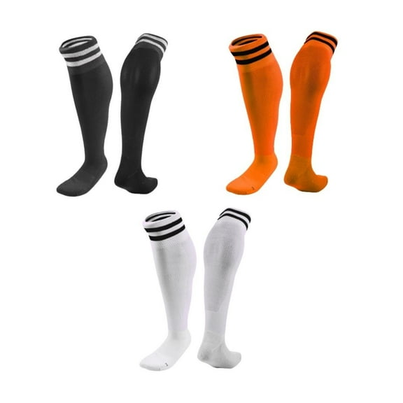 Lian LifeStyle 3 Pairs Knee High Sports Socks for Soccer, Softball, Baseball, Soccer, and Many Other Sports XL002 Size S Black,Orange,White