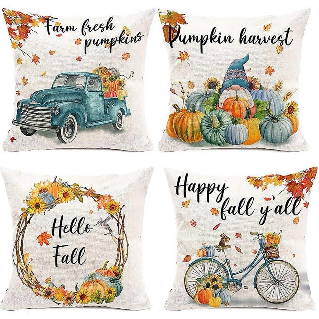Juego de 4 fundas de almohada de otoño de 18 x 18, fundas de almohada para sofá, decoración del hogar, funda de almohada decorativa de estilo rústico como se muestra, como se muestra