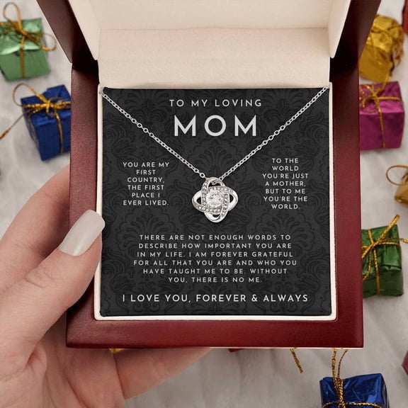 To My Loving Mom Love Knot Necklace Luxury Box
