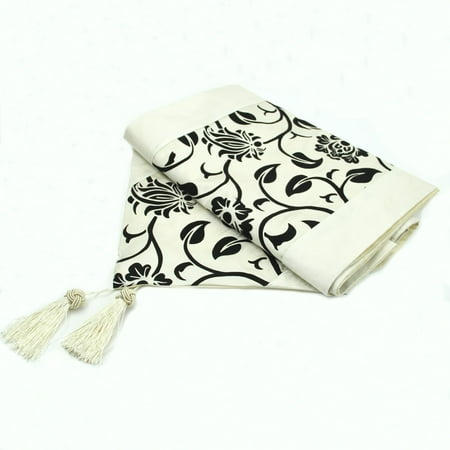 

RABBITH 78 X12 Wedding Decor Raised Flower Blossom Flocked Damask Table Runner Cloth