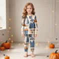 thumbnail image 2 of Zuwimk Toddler Girl Boys Kids Pajamas Halloween Funny Graphic Pjs Long Sleeve Snug fit 2pcs Jammies,Y022-Blue, 2 of 9