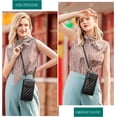 thumbnail image 5 of Bolso bandolera pequeño para móvil, funda de piel bordada con cartera para colgar, bandolera, tarjetero, correa ajustable y extraíble, para móviles de menos de 6,7 pulgadas, negro, 19 x 5 x 12,5 cm,, 5 of 5