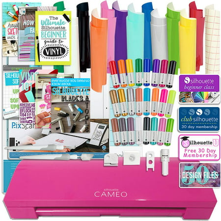 Silhouette Pink Cameo 3 Bluetooth Bundle with Oracal 651 Vinyl, Tools, Pixscan, and
