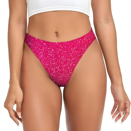 Qokaie Rose Red Glitter Printed Women s Cotton Thong Underwear  Sexy Breathable Panties G-string-Medium