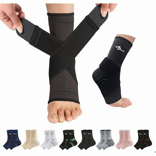 wonima44 ABIRAM Ankle Brace for Women & Men, Ankle Compression Sleeve, Foot Sleeve with Wrap, Ankle Support, Foot Brace for Sprained Foot & Arch, Plantar Fasciitis Relief Socks, Achilles Tendonitis