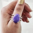 thumbnail image 4 of Natural Charoite Ring, Purple Charoite Ring, Natural Birthstone, 3 Twisted Band, 925 Sterling Silver, Womens Ring, Christmas, Thanksgiving, Handmade, Statement Jewelry, Natural Gemstone Ring, 4 of 6