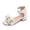 White, variant on SGMVNU Girls Flowers Heel Shoes Square Open Toe Block Low Heel Sandals Wedding Party Flower Girl Dress Shoes Summer Pumps, Size 9-10 Years, Pink