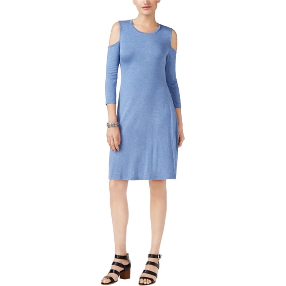 Style & Co. Womens Cold-Shoulder Shift Dress, Blue, Medium