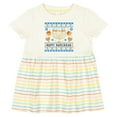 thumbnail image 3 of Inktastic Happy Hanukkah Sweater Style Design with Menorah and Dreidel Girls Baby Dress, 3 of 5