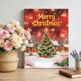thumbnail image 2 of Canvas Wall Art, Red Green Christmas Framed Canvas Prints for Bathroom Hallway, Winter Snowflakes Xmas Trees Village Small Gallery Wrapped Wall Decor for Home Office, Gifts, 8"x10" Ship Next Day, 2 of 9
