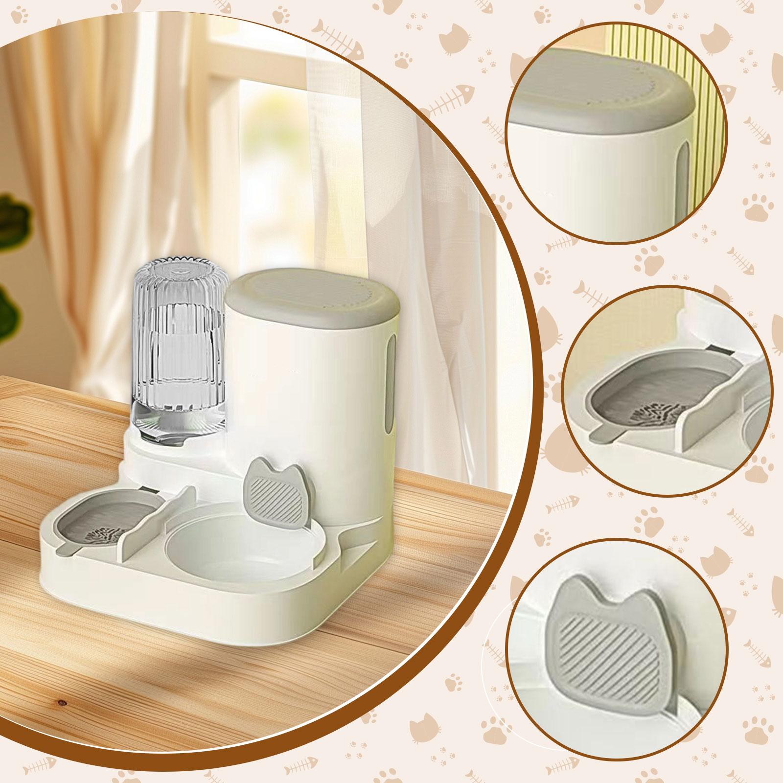 Serenable Automatic Cat Feeder and Water Dispenser Automatic Pet Feeder Compact Pet Supplies Travel Supply Food feed Dog Bowl for Puppy grey