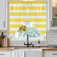 thumbnail image 4 of Yellow Striped Kitchen Window Curtains, Swag Curtains Valance for Bedroom Living Room Bathroom, Modern Simple Monochrome Geometric White Rod Pocket Window Curtain Block Drapes 2 Panels 36"x63", 4 of 9