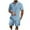 Light Blue, variant on Men's 2 Pieces Shirt Sets Trendy Stand Collar Short Sleeve Button T-Shirts and Shorts Summer Fashion Casual Loose Beach Outfits