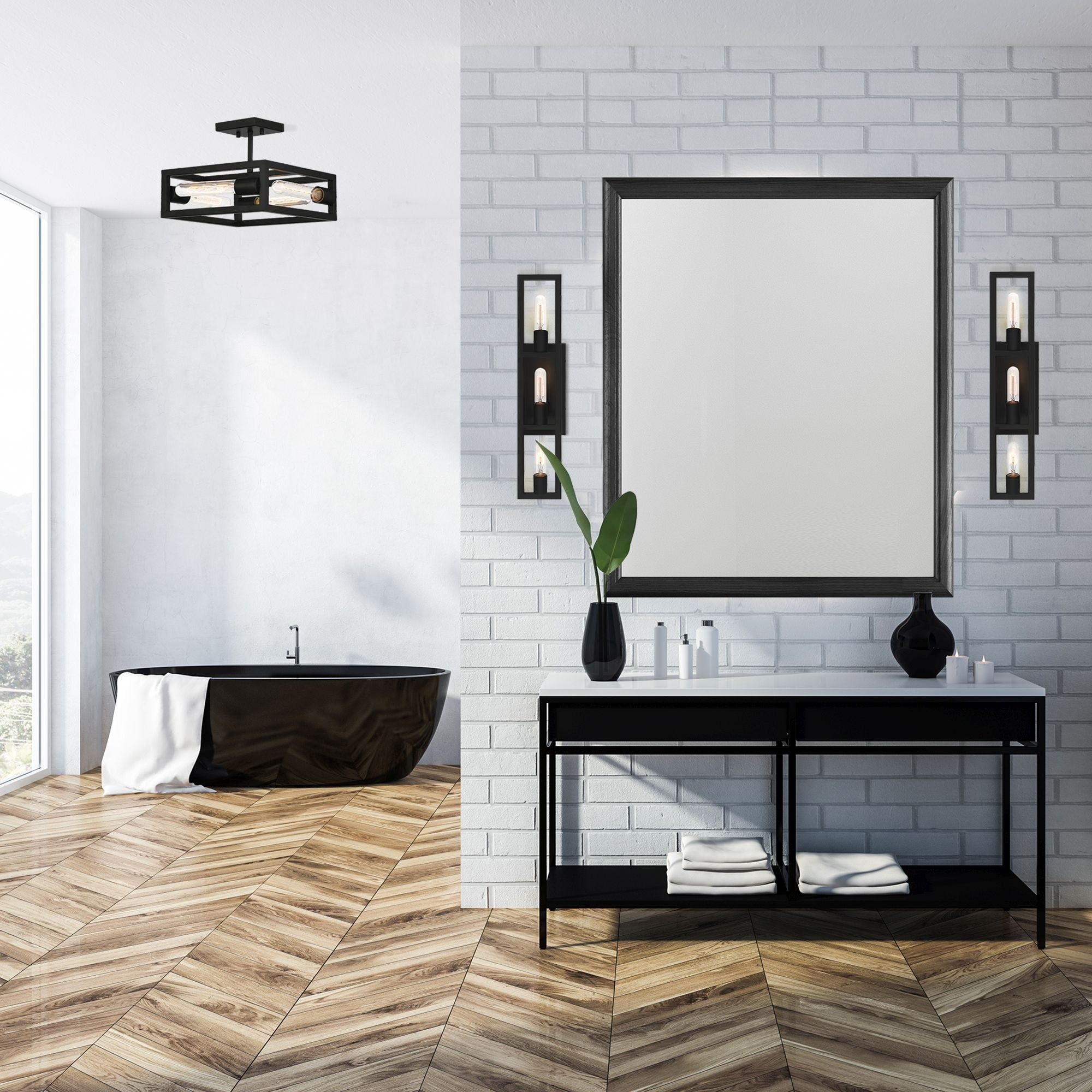 Designers Fountain Urban Oasis 3 Light Matte Black Bathroom Vanity Light Fixture, D224M-3B-MB