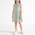 thumbnail image 4 of Girls Sleeveless Turtleneck Dress with Necklace, A-Line Pleated Summer Party Dress for Kids Little Kids 2-8 Years,Size 6-7 T, 4 of 8