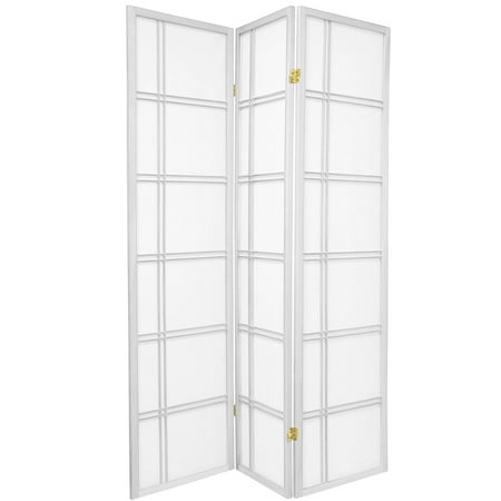 Oriental Furniture 6 ft. Tall Double Cross Shoji Screen - White - 3 Panel