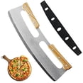 thumbnail image 1 of 14 Inch Pizza Cutter, Mezzaluna Chopper, Mezzaluna Salad Chopper, Pizza Cutter Rocker Knife With Wooden Handle, Large Pizza Knife Tool…, 1 of 8