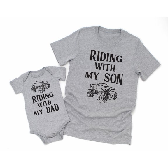 Riding With My Son Men's T-Shirt Truck Graphic Tee Riding With My Dad Baby Bodysuit Kids Youth Toddler Shirt