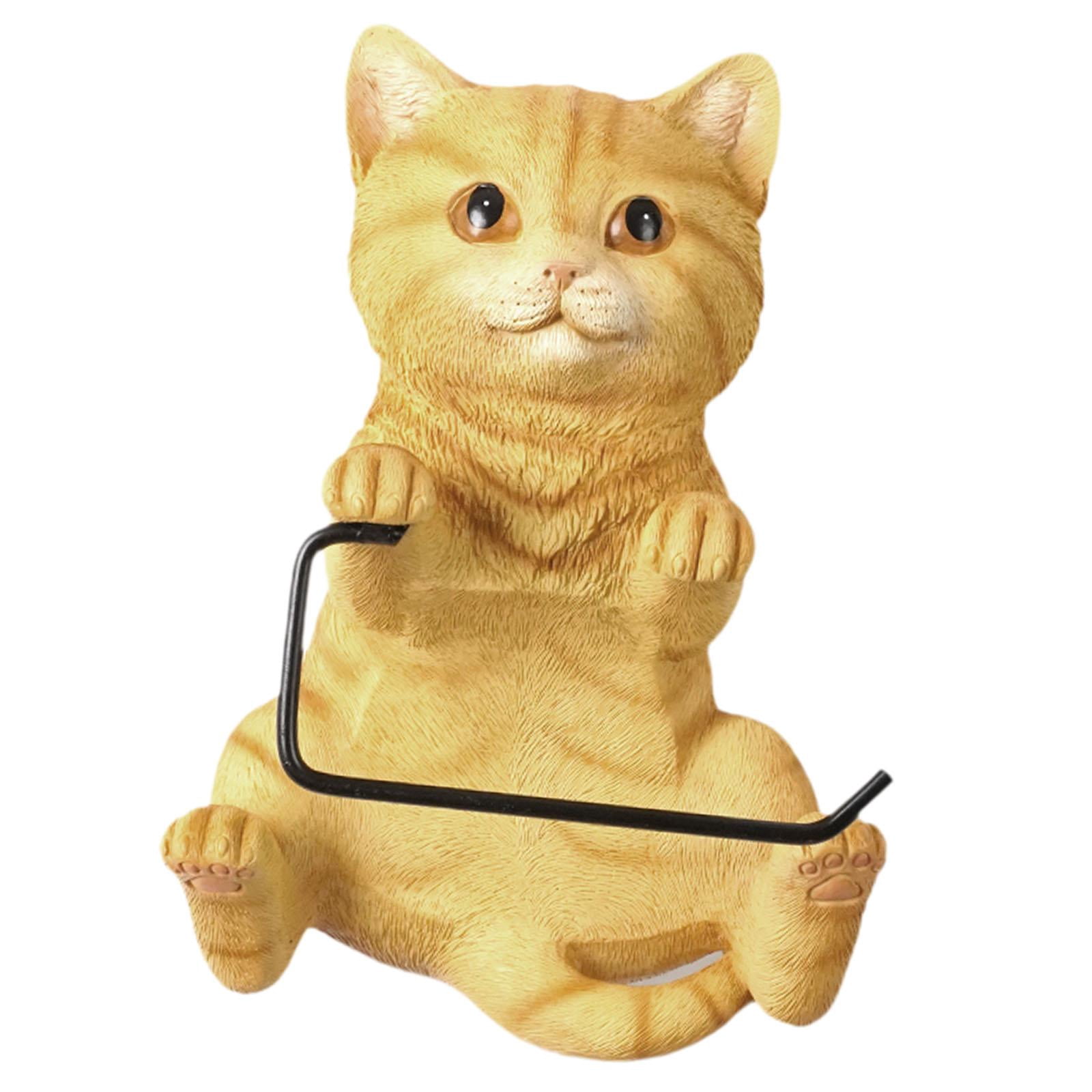 Fiocias Wall Mounted Cat Toilet Paper Roll Holder Bathroom Accessories Premium Resin Yellow