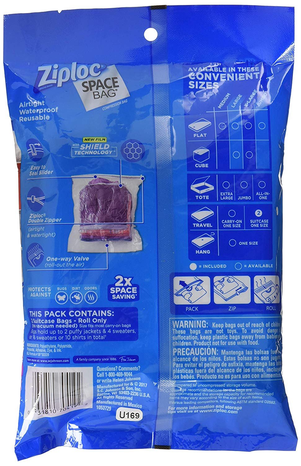 Ziploc Space Bag, Travel Bags - Poly Pack, 1 Pack - image 3 of 5