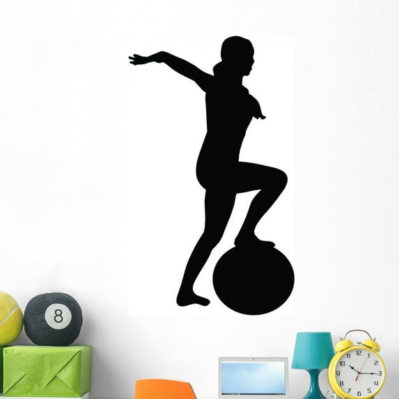 Aerobic Fitness Silhouette Wall Decal by Wallmonkeys Peel and Stick Graphic (48 in H x 29 in W) WM43838