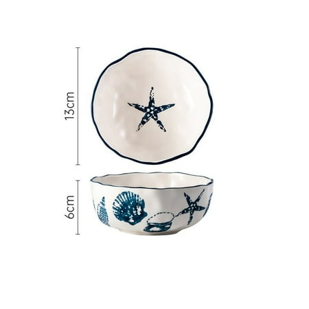 

Nordic Ocean Style Ceramic Plates Set Baking Pan Household Dishes Creative Binaural Square Round Cheese Bad Rice Bowl