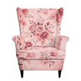 thumbnail image 2 of Chririnla Pink Rose Floral 2 Piece Wingback Chair Cover, Removable Soft Single-Seat Wingback Armchair Covers Spandex Wingback Chair Slipcover for Living Room Bedroom, 2 of 7