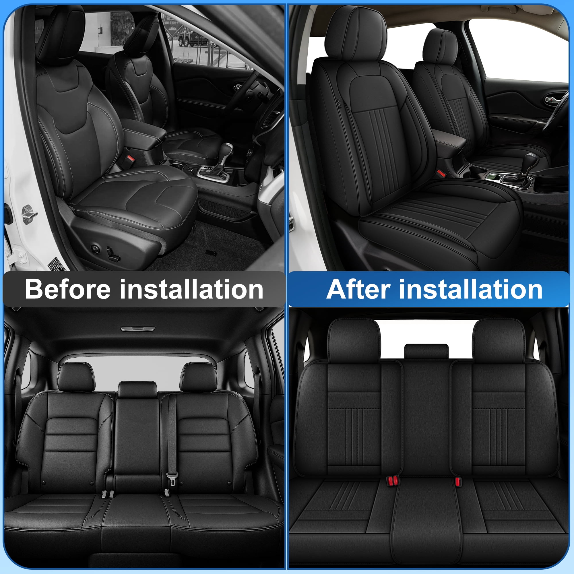 HQBQBUG Seat Covers for Cars Fit for Buick Verano 2002-2017 Full Set 5 Seats Waterproof Seat Covers,Premium Leather Car Seat Protector(Black,5 Seats)