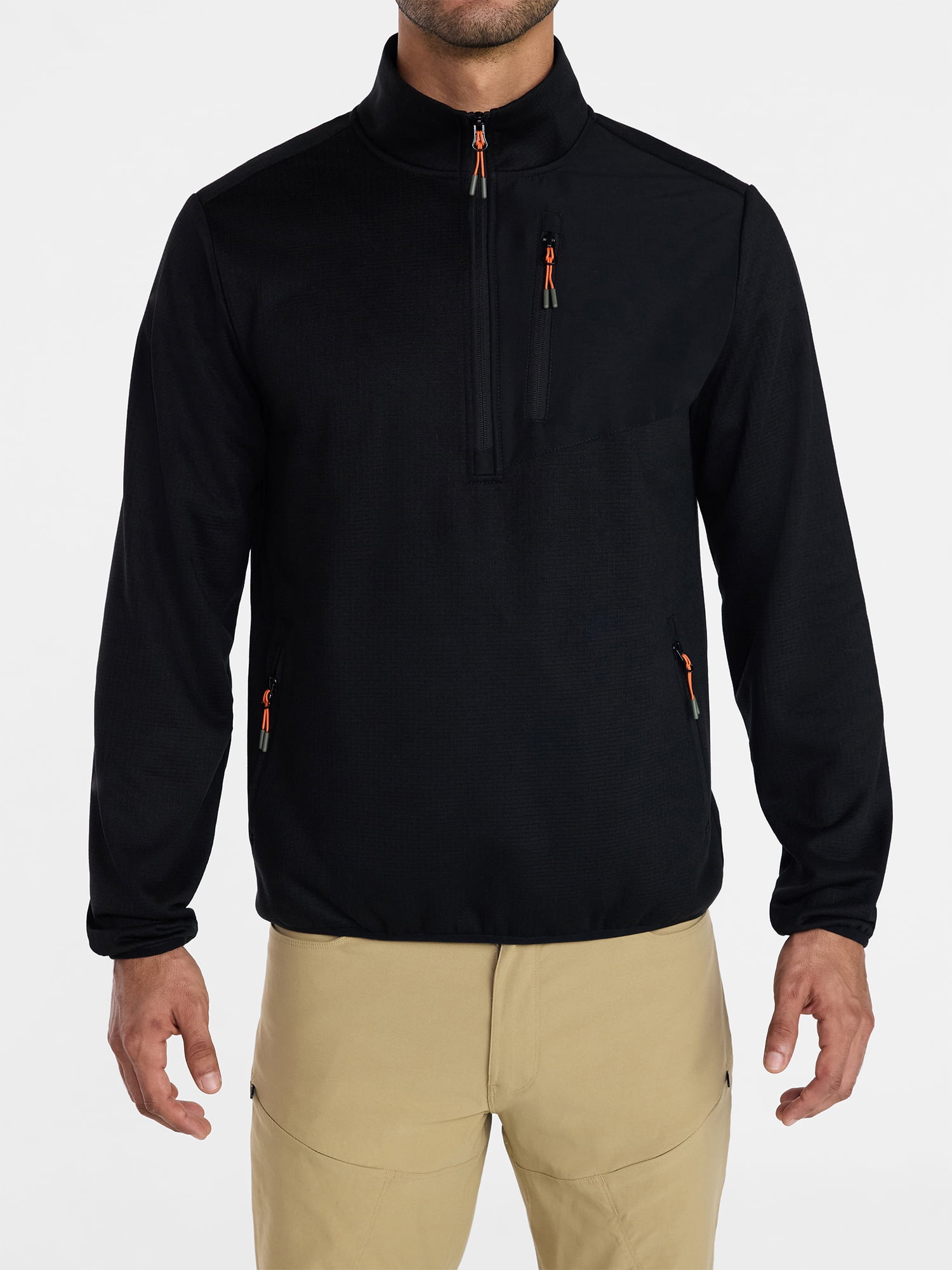 Ozark Trail Men's and Big Men's Quarter Zip Grid Fleece Jacket, Sizes S-3XL