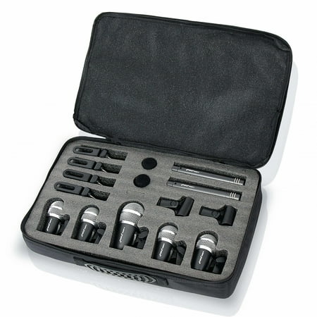 Best Kick Drum Mic - PYLE PDKM12 - Pro Audio Drum Microphone Kit - Wired Drum / Instrument Microphones with XLR Audio Cables (7 Mics)