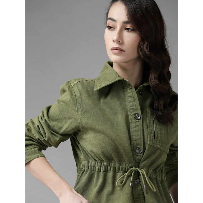 Roadster - By Myntra Women Olive Green Long Sleeves Regular Pure
