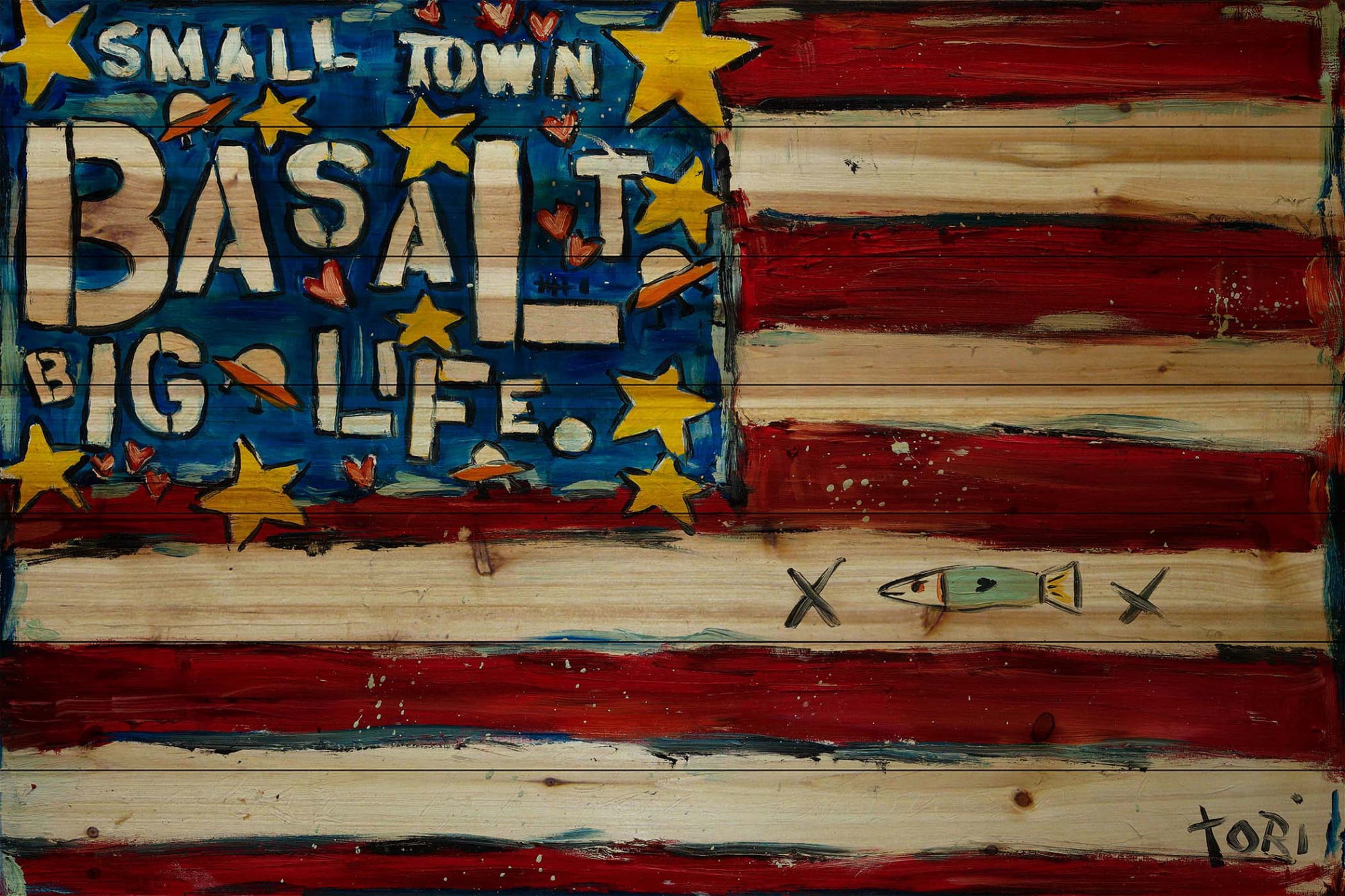 Marmont Hill "Basalt Flag" by Tori Campisi Painting Print on Natural Pine Wood