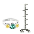 thumbnail image 3 of Sterling Silver with Green Moissanite and Yellow Moissanite Three Stone Ring, 3 of 3