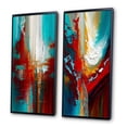 thumbnail image 3 of Designart "Rythmes de Sarcelle Éveil Abstrait I" Peinture Abstraite Encadrée Ensemble d'Art Mural de 2 - Ensemble d'Art Mural Encadré Rouge Moderne de 2, 3 of 6