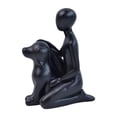 thumbnail image 2 of Figura de resina de familia de hombre y perro, escultura con vínculo emocional para conmemorar a los dueños de mascotas. Negro, 2 of 9