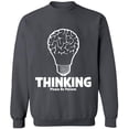 thumbnail image 2 of OXI Crewneck Sweatshirt - Thinking Please Be Patient,Basic Casual Sweatshirts for Men's and Women Fleece Sweatshirt Long Sleeve- Charcoal Medium, 2 of 2