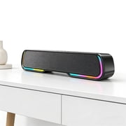 Bluetooth Soundbar with RGB Lights, 20W Home Theater Speaker, 4 Dynamic Light Modes, Built-in 2000mAh Battery, Compatible with TV, PC, Phone, Tablet
