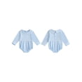 thumbnail image 2 of BemeyourBBs Newborn Baby Girl Boy Bubble Romper Infant Long Sleeve Doll Collar Romper Oversize T-shirt Cotton Basic Bodysuit Top Fall Spring Summer Outfit, 2 of 9