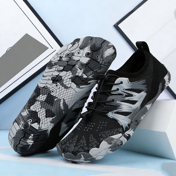 CIAKGIAF Mens Shoes Non Slip Breathable Aqua Swim Shoes,Printed Sole Quick Dry Water Shoes Wide Size Shoes