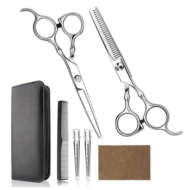 Tijeras de corte de pelo Kit de tijeras de adelgazamiento de peluquero/salón profesional para el hogar con peine