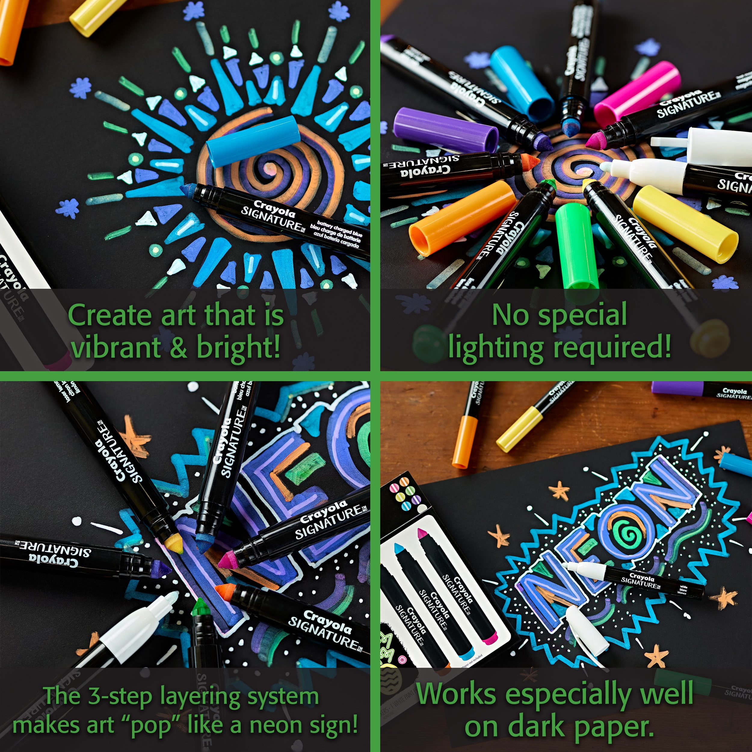 Crayola Neon Broadline Markers, 6 Color Markers and 1 White Paint Pen, Back  to School 