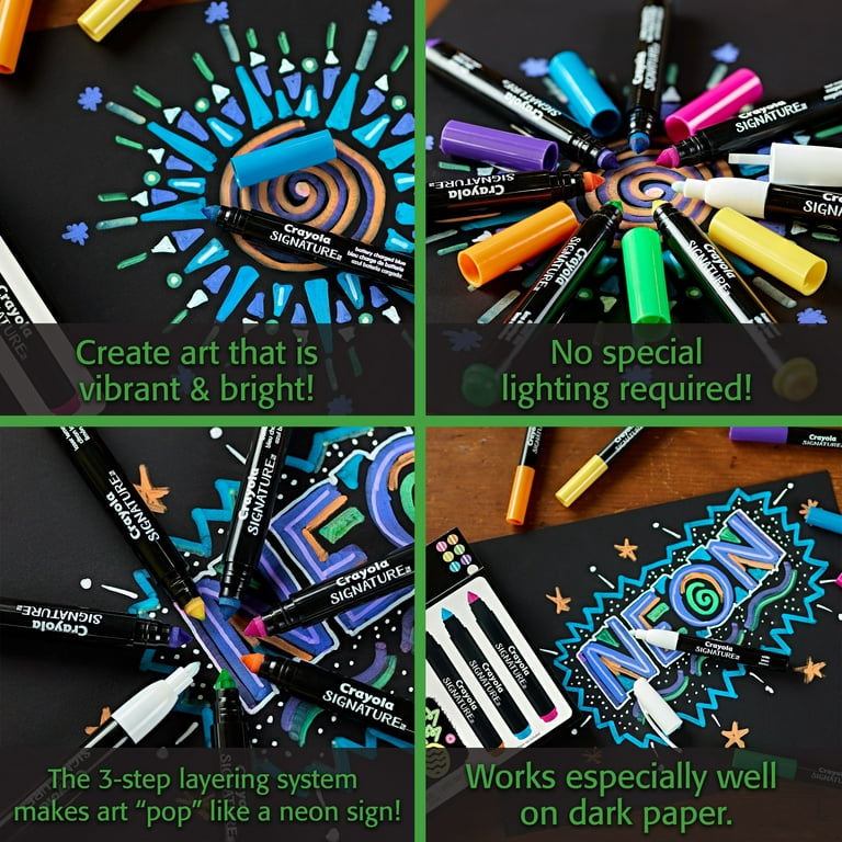 Crayola Signature Neon Markers, Light Effects, 6 Count, Gift for Teens &  Adults