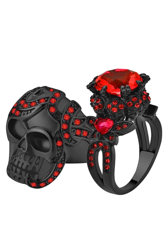 Skull Matching Rings His and Her Rings Couple Rings Wedding Ring Men Wedding Band