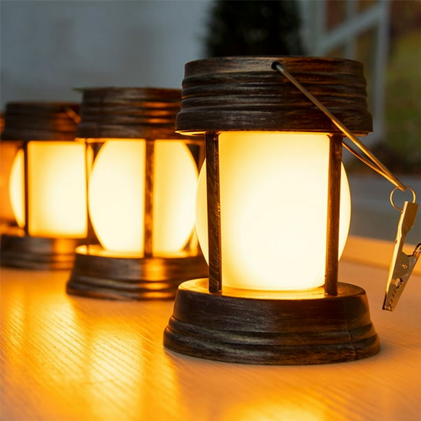 Linterna solar LED retro para camping | Lámpara colgante portátil para exteriores con efecto llama de vela | Resistente al agua IP65 para patio, jardín y emergencias